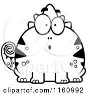 Cartoon Of A Black And White Surprised Chameleon Lizard Mascot Royalty Free Vector Clipart