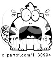 Cartoon Of A Black And White Scared Chameleon Lizard Mascot Royalty Free Vector Clipart