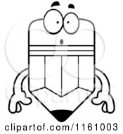 Poster, Art Print Of Black And White Surprised Pencil Mascot Waving