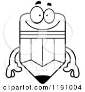 Poster, Art Print Of Black And White Happy Pencil Mascot