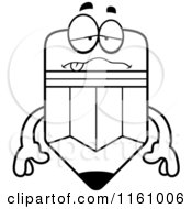Cartoon Of A Black And White Sick Pencil Mascot Royalty Free Vector Clipart by Cory Thoman