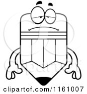 Cartoon Of A Black And White Sad Pencil Mascot Royalty Free Vector Clipart