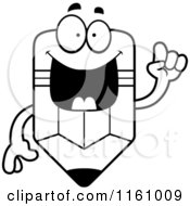 Poster, Art Print Of Black And White Smart Pencil Mascot With An Idea