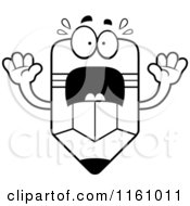 Cartoon Of A Black And White Screaming Pencil Mascot Royalty Free Vector Clipart