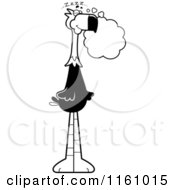Cartoon Of A Black And White Dreaming Terror Bird Mascot Royalty Free Vector Clipart