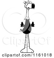 Cartoon Of A Black And White Scared Terror Bird Mascot Royalty Free Vector Clipart