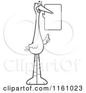 Cartoon Of A Black And White Talking Stork Mascot Royalty Free Vector Clipart by Cory Thoman