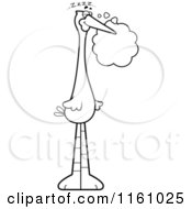 Cartoon Of A Black And White Dreaming Stork Mascot Royalty Free Vector Clipart by Cory Thoman