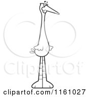 Cartoon Of A Black And White Depressed Stork Mascot Royalty Free Vector Clipart by Cory Thoman