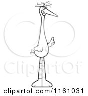 Cartoon Of A Black And White Drunk Stork Mascot Royalty Free Vector Clipart by Cory Thoman