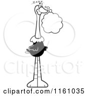 Cartoon Of A Black And White Dreaming Ostrich Mascot Royalty Free Vector Clipart
