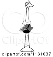 Cartoon Of A Black And White Depressed Ostrich Mascot Royalty Free Vector Clipart