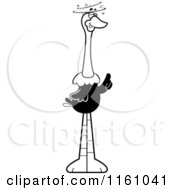 Cartoon Of A Black And White Drunk Ostrich Mascot Royalty Free Vector Clipart