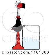 Cartoon Of A Happy Terror Bird Mascot With A Sign Royalty Free Vector Clipart by Cory Thoman