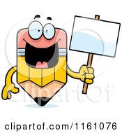 Poster, Art Print Of Happy Pencil Mascot Holding A Sign