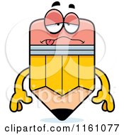 Cartoon Of A Sick Pencil Mascot Royalty Free Vector Clipart