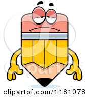 Cartoon Of A Sad Pencil Mascot Royalty Free Vector Clipart
