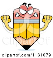 Cartoon Of A Mad Pencil Mascot Waving Its Fists Royalty Free Vector Clipart