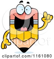 Cartoon Of A Smart Pencil Mascot With An Idea Royalty Free Vector Clipart