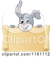 Poster, Art Print Of Easter Bunny Over A Scroll Sign