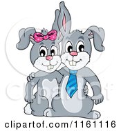 Cartoon Of A Happy Bunny Rabbit Couple Royalty Free Vector Clipart