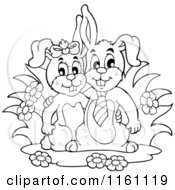 Poster, Art Print Of Outlined Happy Bunny Rabbit Couple