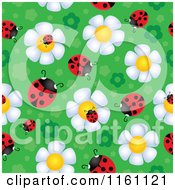 Seamless Ladybug And Daisy Flower Pattern 2