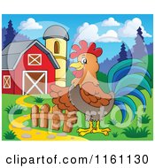 Poster, Art Print Of Presenting Rooster In A Barn Yard