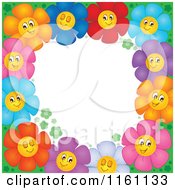 Poster, Art Print Of Colorful Daisy Flower Border Around White Copyspace