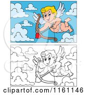 Poster, Art Print Of Outlined And Colored Cupids With Arrows