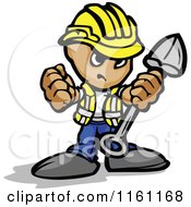 Poster, Art Print Of Tough Little Construction Worker Holding A Fist And Shovel