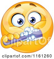 Poster, Art Print Of Smiley Emoticon Brushing His Teeth