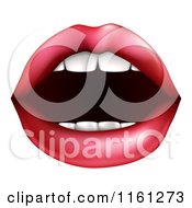 Cartoon Of A Womans Open Mouth With Plump Red Lips And White Teeth Royalty Free Vector Clipart by AtStockIllustration
