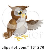 Poster, Art Print Of Happy Owl Presenting Or Pointing With His Wing