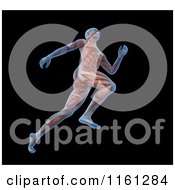 Clipart Of 3d Anatomy Of A Runner With Visible Muscles On Black Royalty Free CGI Illustration