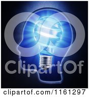 Poster, Art Print Of 3d Head With A Shining Blue Spiral Light Bulb