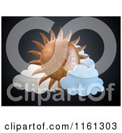 Clipart Of A 3d Metal Sun And Clouds Royalty Free CGI Illustration by Mopic
