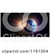 Poster, Art Print Of 3d Asteroid Crashing Into Earth