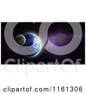 Clipart Of A 3d Earth And Moon Royalty Free CGI Illustration