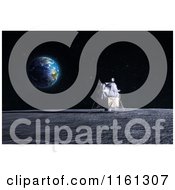 Poster, Art Print Of 3d Apollo Lunar Lander On The Moon With Earth In The Distance