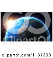 Poster, Art Print Of 3d Earth With The Sun Setting Over The Rim Near Africa