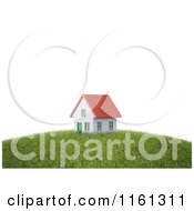 Poster, Art Print Of 3d House With A Red Roof On Top Of A Hill