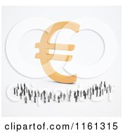 Crowd Of 3d Tiny People Around A Golden Euro Symbol 2