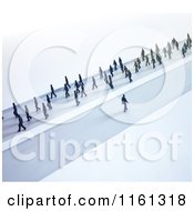 Poster, Art Print Of 3d Tiny People Walking In One Direction And One Man Going His Own Way