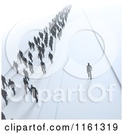 Clipart Of 3d Tiny People Walking In One Direction And One Man Choosing His Own Path Royalty Free CGI Illustration by Mopic