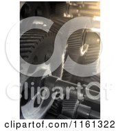 Clipart Of Light Shining On 3d Industrial Gears Royalty Free CGI Illustration
