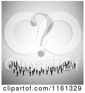 Poster, Art Print Of Crowd Of 3d Tiny People Under A White Question Mark
