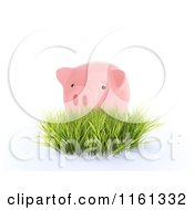 Poster, Art Print Of 3d Pink Piggy Bank In Grass
