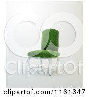 3d Grassy Chair With A White Wooden Frame