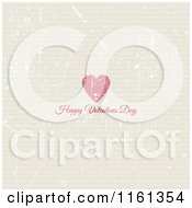 Poster, Art Print Of Happy Valentines Day Greeting And Heart On Grungey Tan